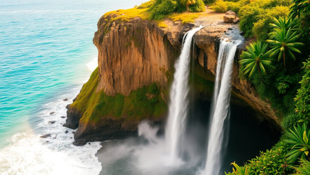 Tropical waterfall on the island of Bali, Indonesia.の写真素材