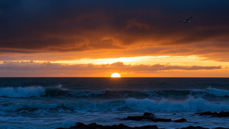 Sunset on the Atlantic ocean in Tenerife, Canary Islands, Spainの写真素材