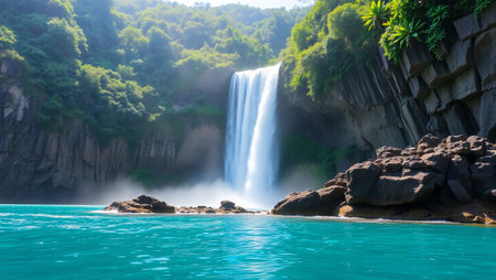 Beautiful waterfall in the national park of Thailand, Kanchanaburiの写真素材