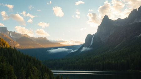 Lake Louise at sunrise, Alberta, Canadaの写真素材