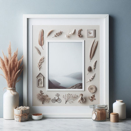 Mockup frame in modern scandinavian interior, 3d render
