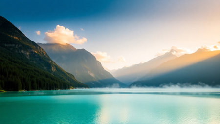 Beautiful mountain lake in the Alps, Austria. Landscape photo.の写真素材