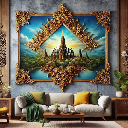 Wat Arun, Bangkok, Thailand. Interior design. 3D rendering