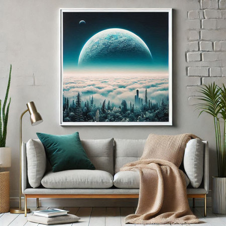 Interior of modern living room with mock up poster. 3d render