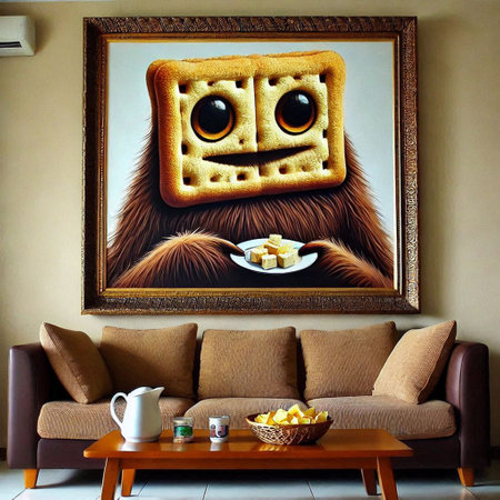 Sofa with a smiley face in the interior of a cafeの写真素材