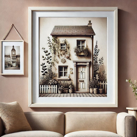 Interior of a living room with a picture on the wall. 3d rendering