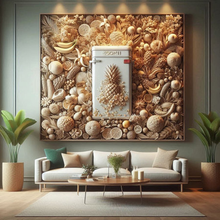 Interior of modern living room with decorative wall. 3d renderの写真素材
