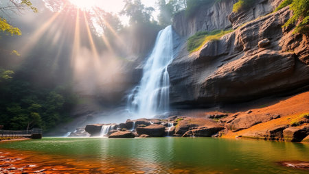Mae Ya Waterfall, Kanchanaburi Province, Thailandの写真素材