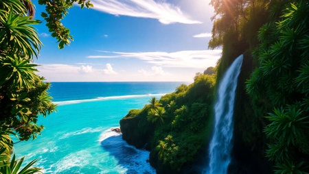 Beautiful view of Waikiki Falls, Oahu, Hawaii