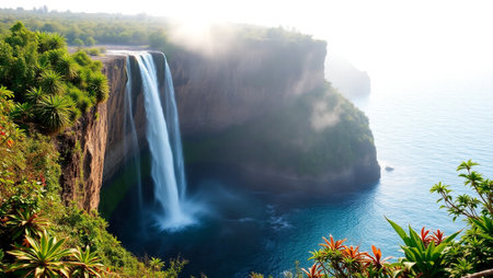 Waterfall on the island of Kauai, Hawaii, USA.の写真素材