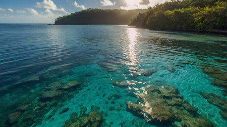 Aerial view of seascape at Seychelles.の写真素材