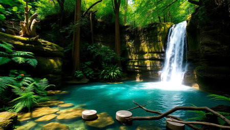 Waterfall in deep forest of thailand,waterfall in deep forestの写真素材