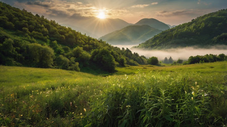 Summer landscape in the Carpathian mountains. Ukraine, Europe.の写真素材