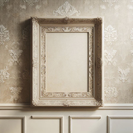Vintage frame on the wall in classic interior. 3d render