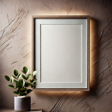 Blank picture frame mockup in modern interior. 3d render