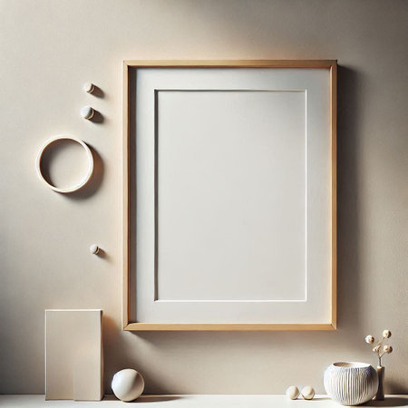 Mock up blank frame in interior background, 3d render illustration