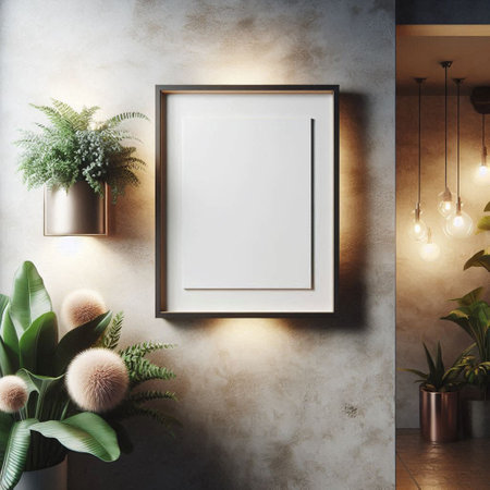 Mock up poster frame in modern interior background, 3d render illustration