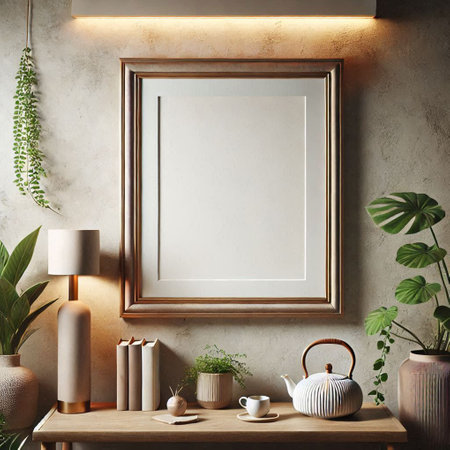 Mock up poster frame in interior background, 3D render illustration
