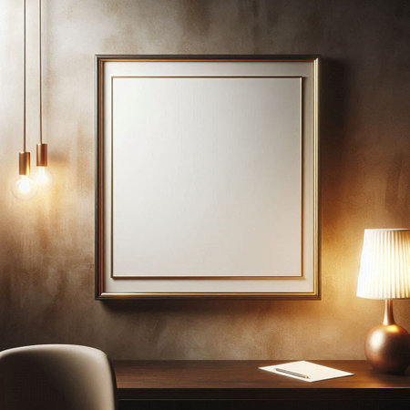 Mock up poster frame in modern interior, 3d render illustrationの写真素材