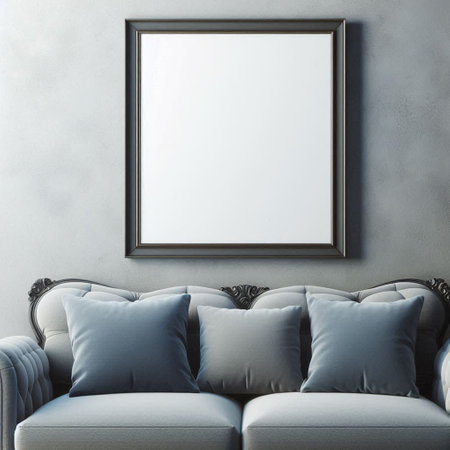 Mock up poster frame in modern interior background, 3d render