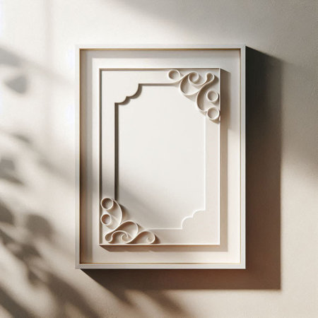 Photo frame mockup on wall. 3d rendering, 3d illustration.の写真素材