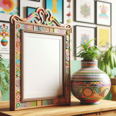 Mockup blank frame in interior background. 3d rendering.の写真素材