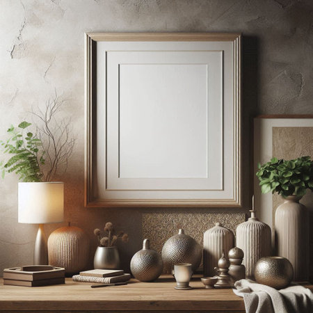 Mock up poster frame in interior background, 3d render