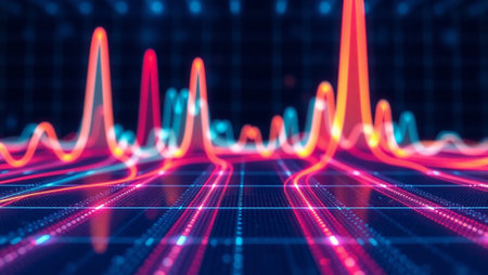 Futuristic technology background with glowing lines. 3d render illustration