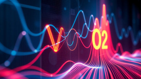 3d rendering of red and blue sound wave equalizer on dark background