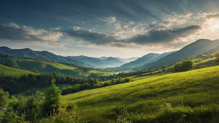 Beautiful summer landscape in the Carpathian Mountains, Ukraine.の写真素材