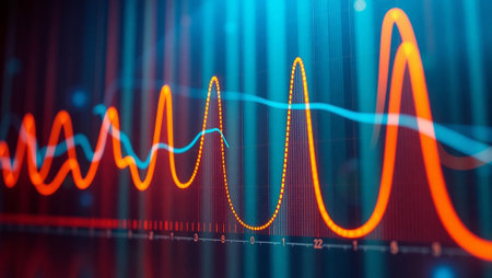 financial chart on the digital screen. Finance and investment concept. 3d renderingの写真素材