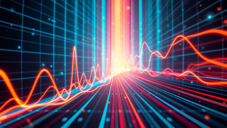 3d rendering of abstract background with neon lines. 3d illustrationの写真素材