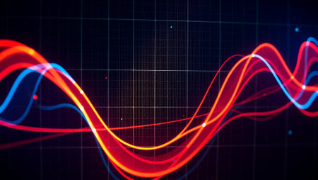 Futuristic technology background with red and blue lines. 3d renderingの写真素材