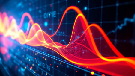 financial stock market graph on LED screen. Abstract financial stock market background. Economy...