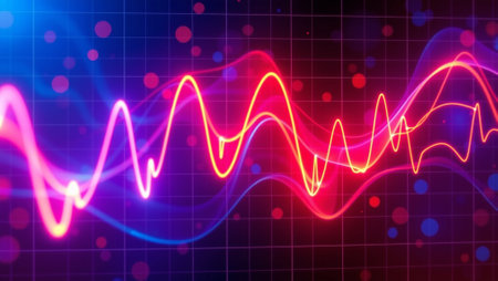 3D illustration of sound wave on blue background. Sound wave concept