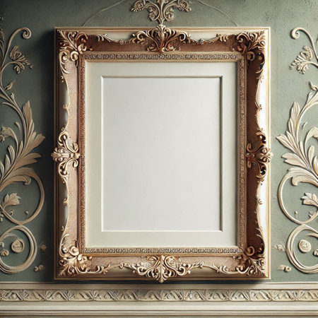 Vintage frame on wall. Mock up, 3D Renderingの写真素材