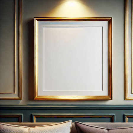 Blank picture frame on the wall in the interior. 3d renderingの写真素材