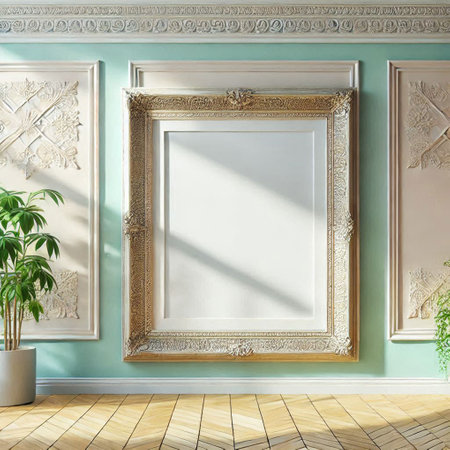 Mock up blank frame in classic interior background, 3d renderの写真素材