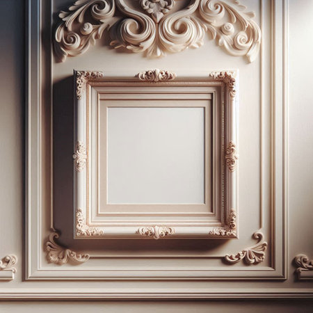Vintage frame on the wall of a classic apartment, interior designの写真素材