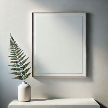 Mock up poster frame in interior background, 3d render illustrationの写真素材