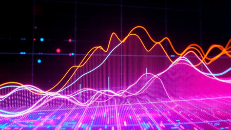 Futuristic technology background with a glowing forex chart. 3d renderingの写真素材