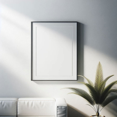 Mock up poster frame in interior background, 3D render illustration