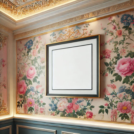 Mock up poster frame on wall in classic interior. 3d render