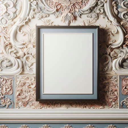 Mock up blank frame in classic interior background, 3d render illustration