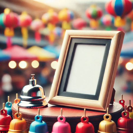 Vintage photo frame on the background of the circus. Shallow depth of fieldの写真素材