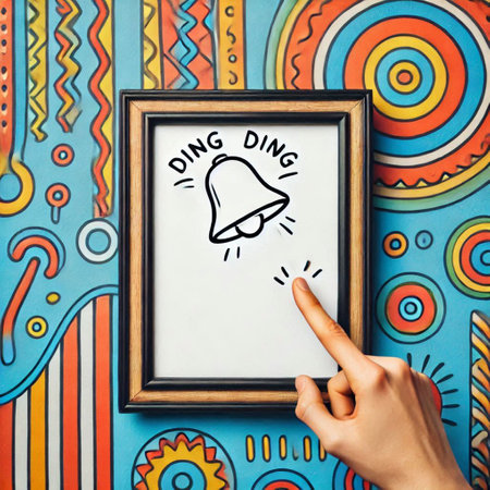 Coming soon concept with hand pointing at chalkboard on abstract colorful backgroundの写真素材