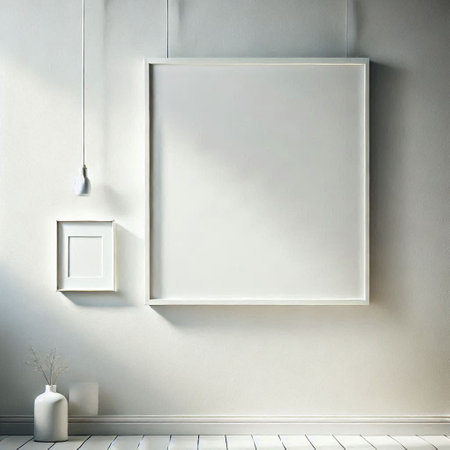Mock up poster frame in interior background. 3d render illustration