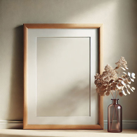 Mock up poster frame in modern interior background, 3d render