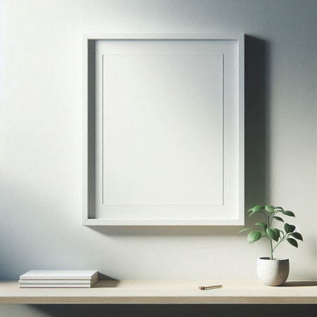Mock up poster frame in interior background, 3d render illustration