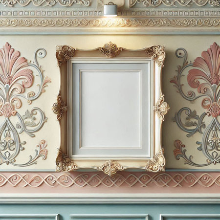Vintage frame on the wall in the interior. 3d renderの写真素材